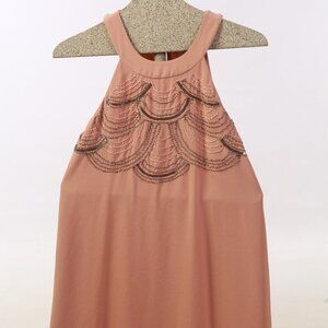 Beaded High Neck Swing Dress